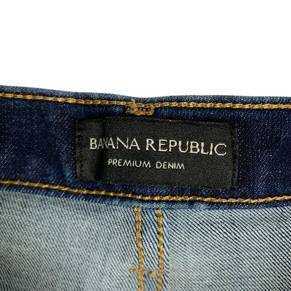 Banana Republic Mid Rise Skinny Jeans Dark Wash Stretchy Frayed Hem Women's 26 - Picture 8 of 9